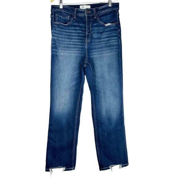 BKE 31 X 28 Billie Slim High Rise Crop Straight Dark Wash Raw Hem Stretch Jeans - Picture 2 of 9